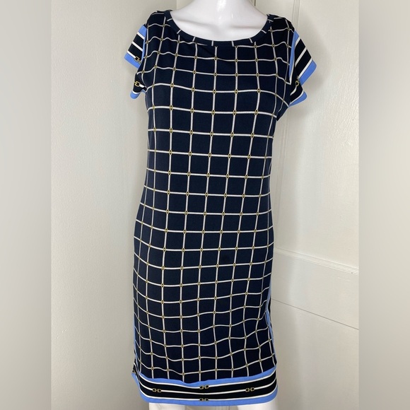 Michael Kors Chic Black and Blue Grid Dress - Picture 4 of 13